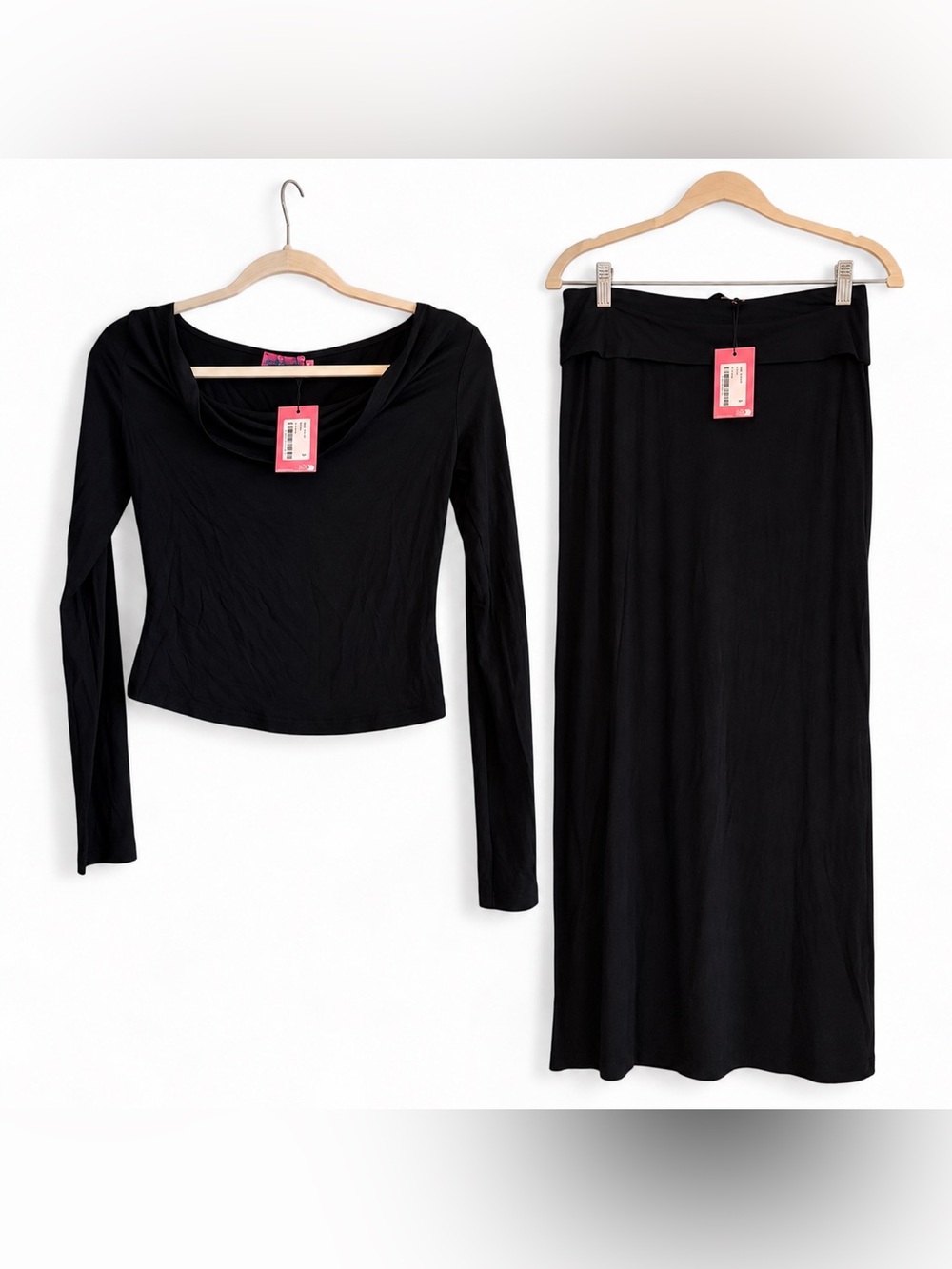EDIKTED Black Matching Long Sleeve Top & Maxi Skirt Set – NWT – Size Small